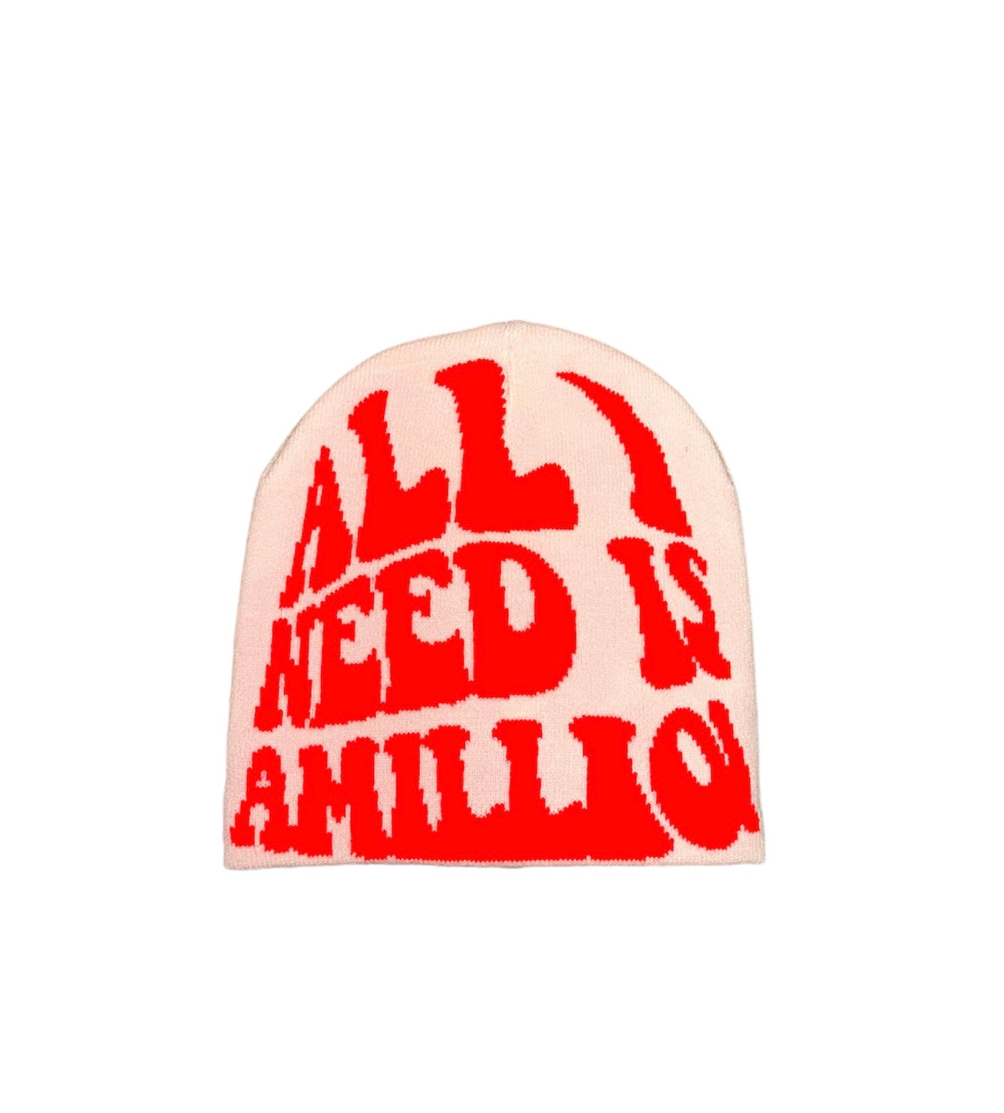 Cream Carmine "A Milli" Logo Acrylic Beanie (QUICK STRIKE)