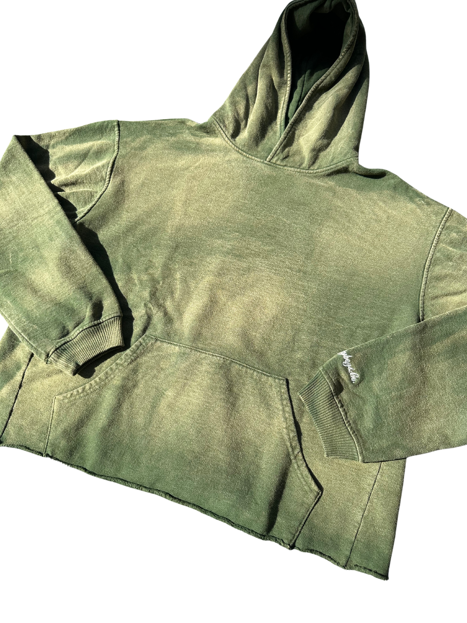 Moss Green Sun Faded Stone Washed Hoodie (NEW)