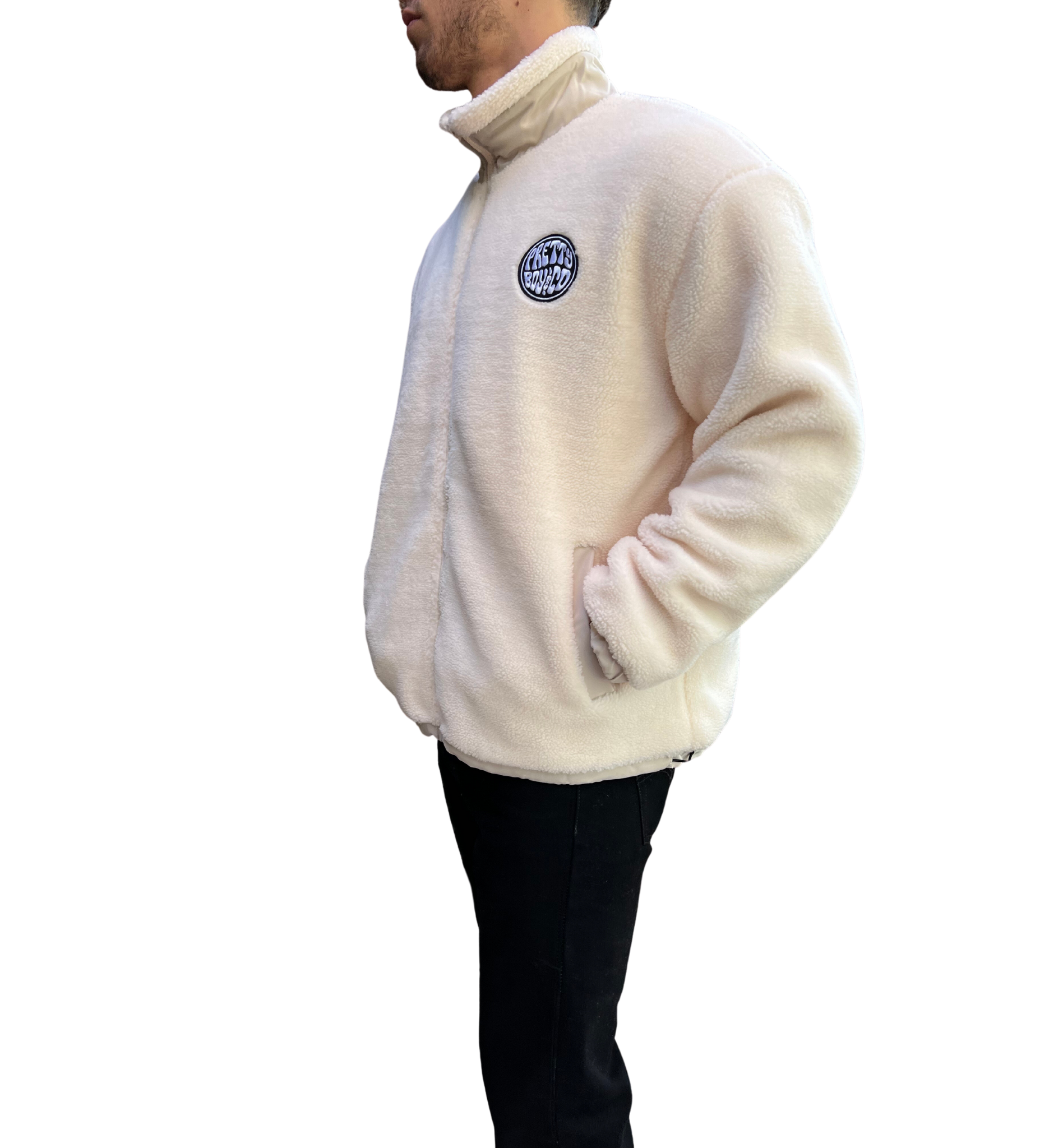 Beige Cream Sherpa Zip Up Jacket - Main Image