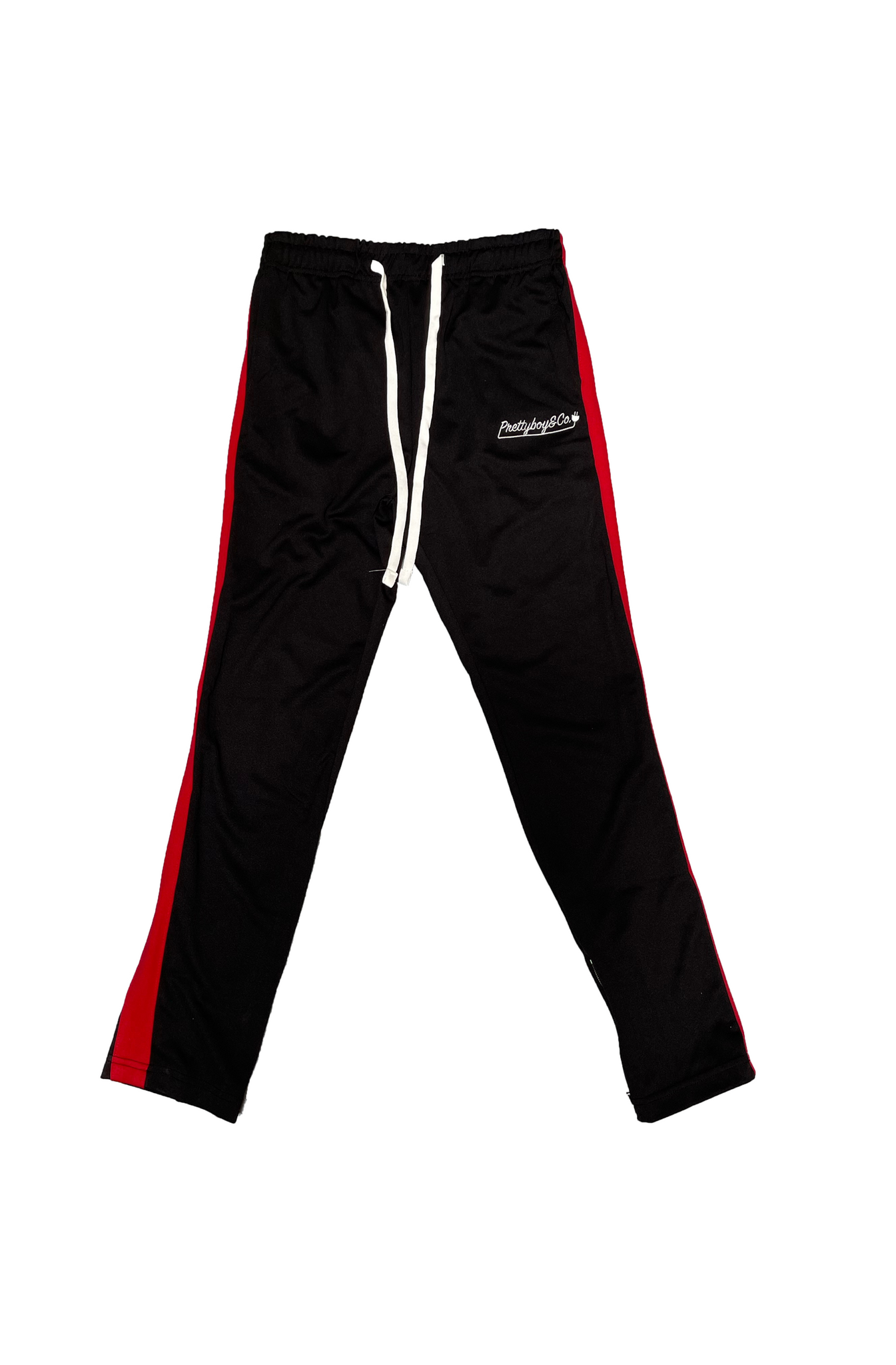 Black/Red Embroidered Track Pants