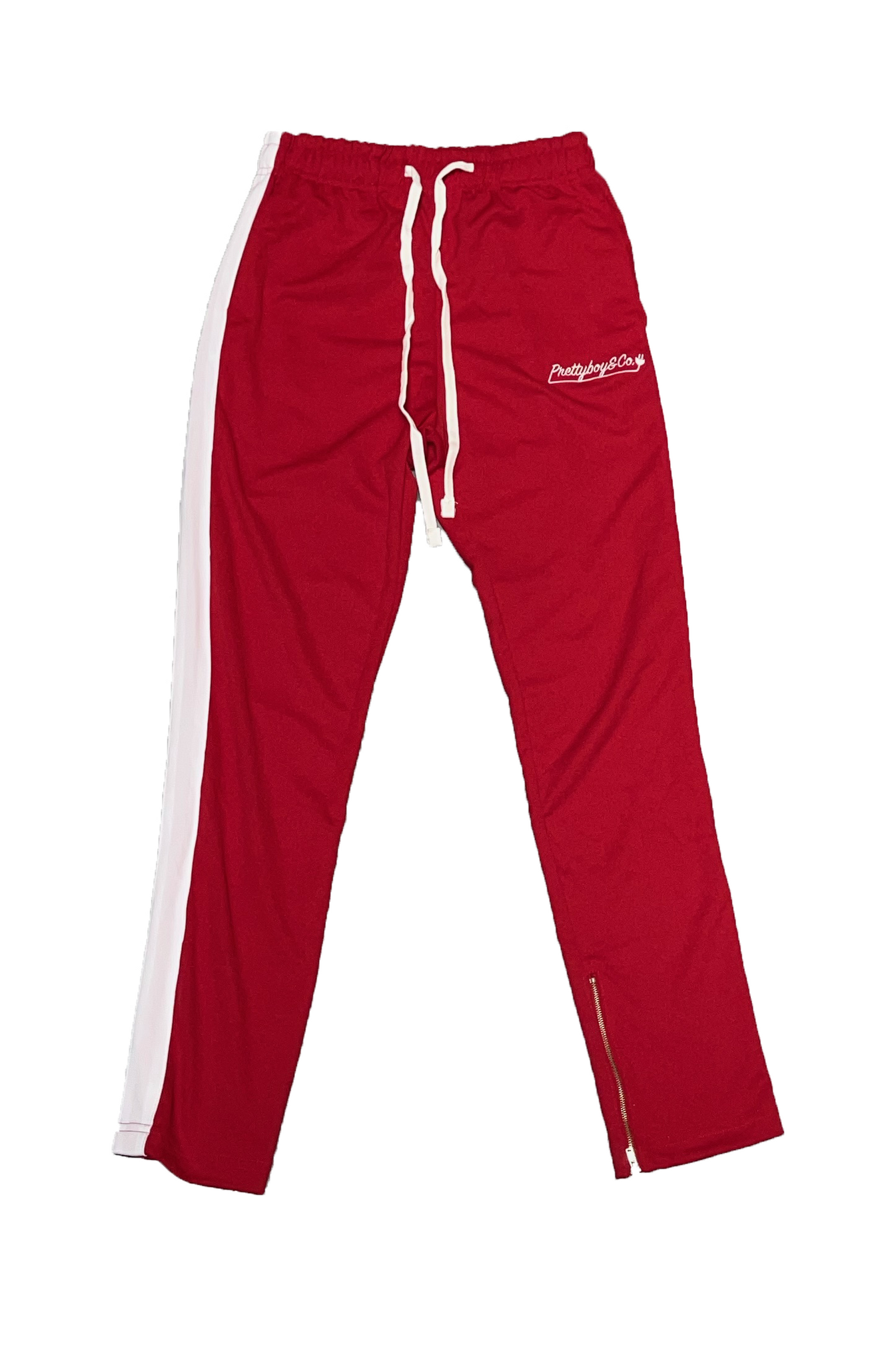 Red/White Embroidered Track Pants